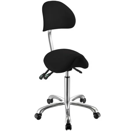 Weelko Attrazione Black Ergonomic Saddle Stool with Backrest and Wheels - Stools - Weelko